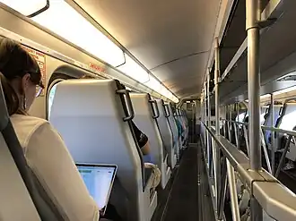 Single seats on upper deck of a gallery car