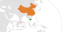 Map indicating locations of Cambodia and China