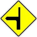 Side road junction on the left (different road classes)