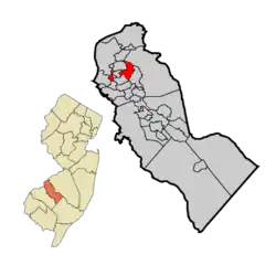 Haddon Township highlighted in Camden County. Inset: Location of Camden County in New Jersey.