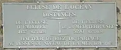 Sign indicating the Océan Lock at the Seuil de Naurouze.