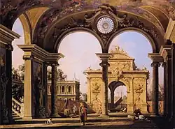 Capriccio of a Renaissance Triumphal Arch seen from the Portico of a Palace