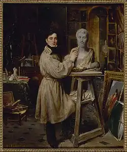 Jean-Pierre Dantan (1800-1869) modeling the bust of Lépaulle