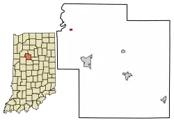 Location of Yeoman in Carroll County, Indiana.