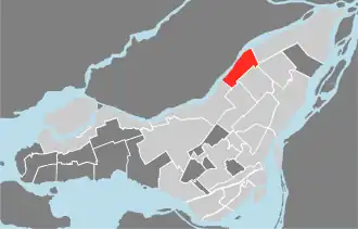 Montreal North location on the Island of Montreal.
