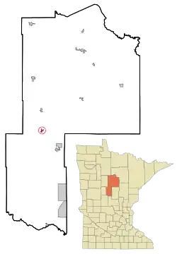 Location of Backus within Cass County, Minnesota
