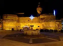 Night view of Castello Caldoresco