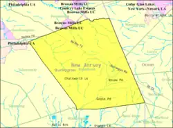 Census Bureau map of Woodland Township, New Jersey