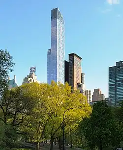 Skyline of Midtown Manhattan as seen from Central Park, with One57 in the center