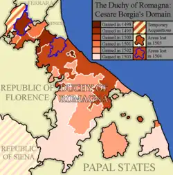 Map of Cesare Borgia's Duchy of Romagna