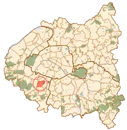 Location (in red) within Paris inner suburbs