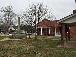 Charles City, 2017, showing the Confederate monument and the historic courthouse.