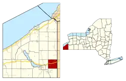 Location within Chautauqua County and New York state