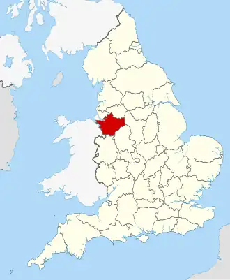 Cheshire shown within England