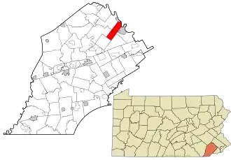 Location in Chester County and the state of Pennsylvania.
