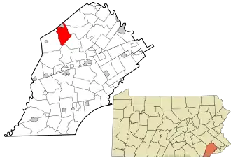 Location in Chester County and the state of Pennsylvania