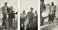 (1) A Kotoko musician (2) A musician playing a calabash rattle (3) Kotoko drummers