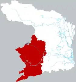 Location of Taoyuan County within Changde