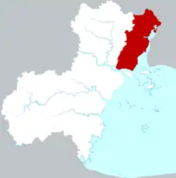 Location of Yueqing City within Wenzhou