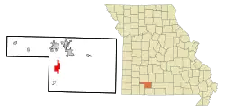 Location of Highlandville, Missouri