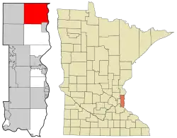Location of the city of Scandia within Washington County, Minnesota