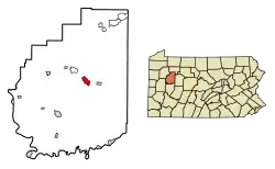 Location of Clarion in Clarion County, Pennsylvania.