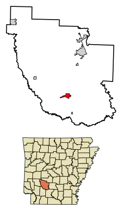 Location of Gurdon in Clark County, Arkansas.