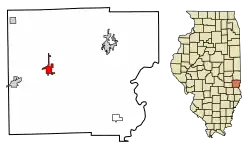 Location of Martinsville in Clark County, Illinois.