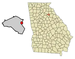 Location in Clarke County and the state of Georgia