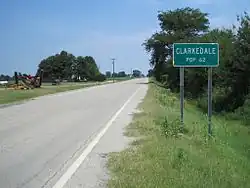 Clarkedale Highway sign