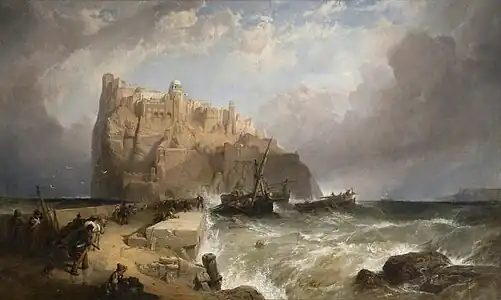 The Castle of Ischia from the Mole, Italy (1841)