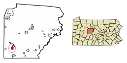 Location of New Washington in Clearfield County, Pennsylvania.