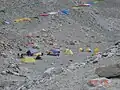 Climbers' tents in the restricted area beyond the area open to tourists