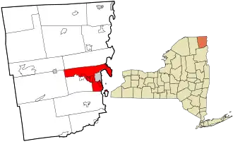 Location in Clinton County and the U.S. state of New York