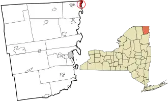Location in Clinton County and the state of New York.