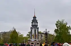 Clock on the main square of the Zhitikara