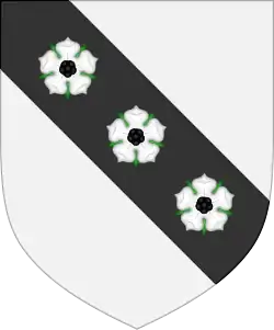 Riedenburg-Kallmüntz: Argent, on a bend sable three roses argent