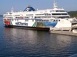 BC Ferries' MV Coastal Celebration docked at Swartz Bay terminal in May 2014