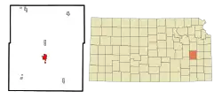 Location within Coffey County and Kansas