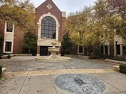 College of Law Back with the seal and fountain