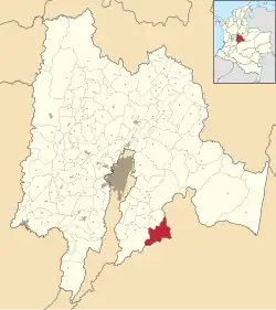 Location of the municipality and town inside Cundinamarca Department of Colombia
