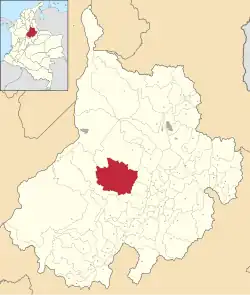 Location of the municipality and town of El Carmen, Santander in the Santander Department of Colombia.