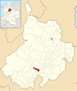 Location of the municipality and town of El Guacamayo in the Santander Department of Colombia.