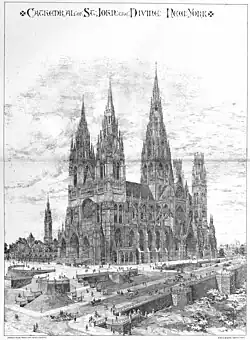 Rejected design for the Cathedral of St. John the Divine, New York, New York, 1889.