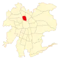 Map of Independencia commune within Greater Santiago