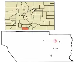 Location of La Jara in Conejos County, Colorado.