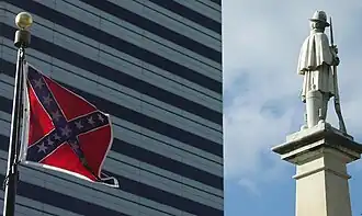 Confederate Flag Behind Confederate Soldier Monument, 2008