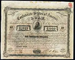 Jackson on an 1863 Confederate loan
