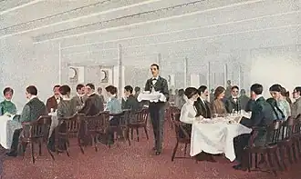 Contemporary Drawing of Olympic and Titanic Third-Class Dining Room