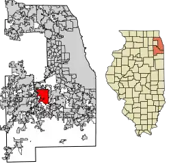 Location within Will & Cook Counties and Illinois